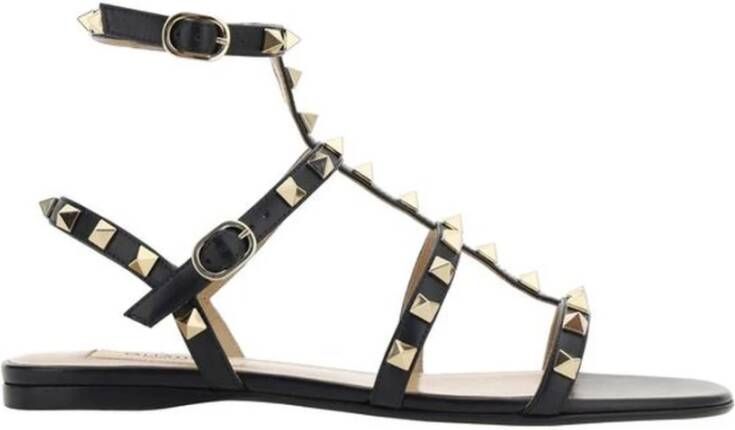 Valentino Garavani Studded Leren Sandalen met Enkelband Beige Dames