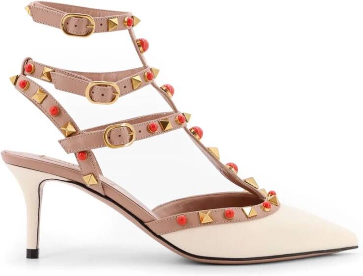 Valentino Garavani Studded Leren Slingback met Stenen Beige Dames