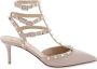 Valentino Garavani Studded Leren Slingback Pumps Beige Dames - Thumbnail 1