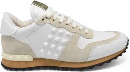 Valentino Garavani Studded Leren Sneakers Wit Heren