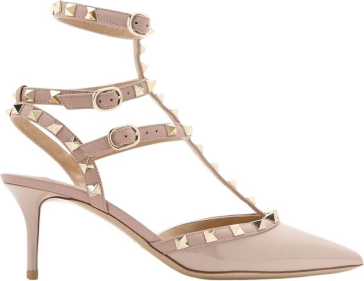 Valentino Garavani Studded Roze Leren Slingback Hakken Pink Dames