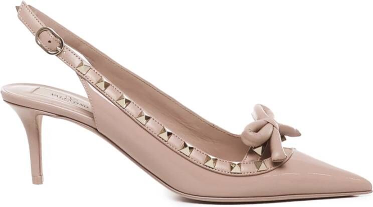 Valentino Garavani Studded Slingback Pumps met Bow Detail Beige Dames