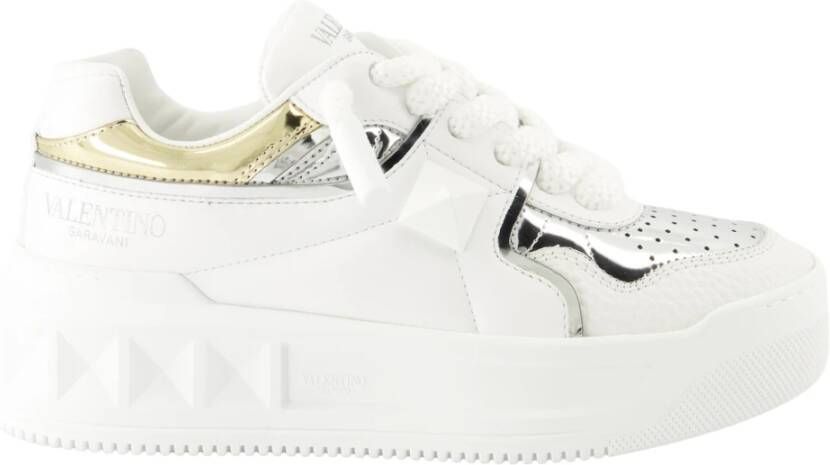 Valentino Garavani Studded Wit Leren Platform Sneakers White Dames