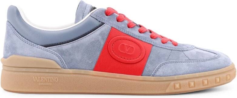 Valentino Garavani Suède en Leren Lage Sneaker Blue Heren