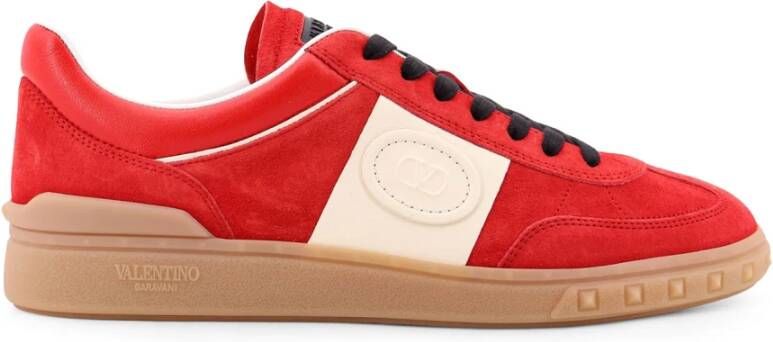 Valentino Garavani Suède en Leren Lage Sneaker Red Heren