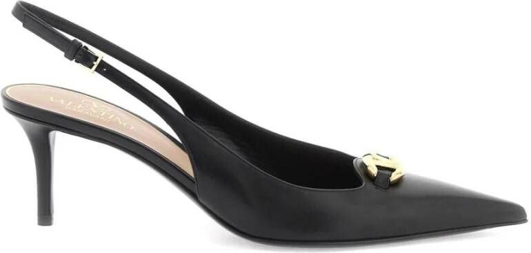 Valentino Garavani V Logo Slingback Leren Hakken Black Dames