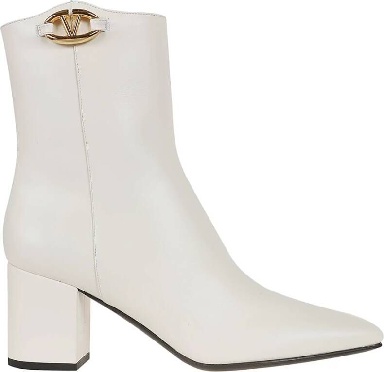 Valentino Garavani Vet Editie Goud Logo Bootie White Dames