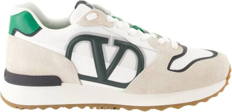 Valentino Garavani Vetersluiting Leren Sneakers Beige Heren