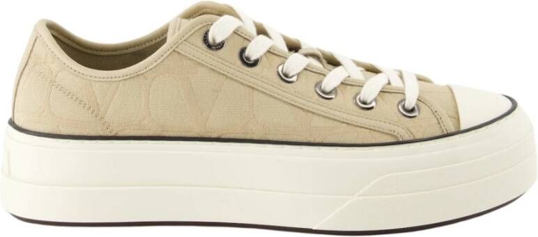 Valentino Garavani VLogo Sneakers met Vetersluiting Beige Dames