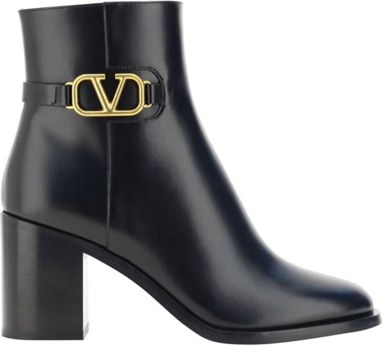 Valentino Garavani V Logo Leren Enkellaarzen Black Dames