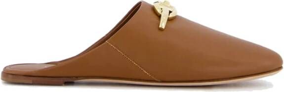 Valentino Garavani VLogo Signature Leren Muiltjes Brown Dames