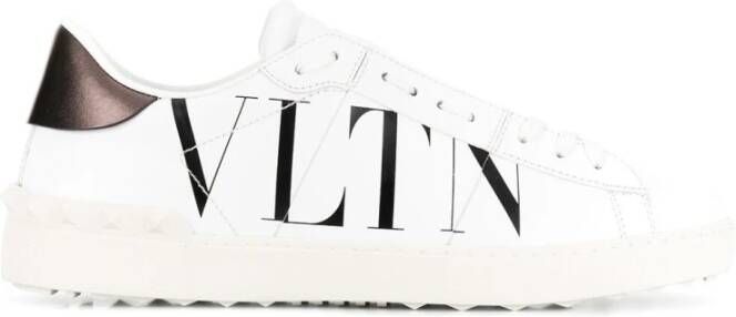 Valentino Garavani Witte Leren Lage Sneakers met Vltn Print White Heren