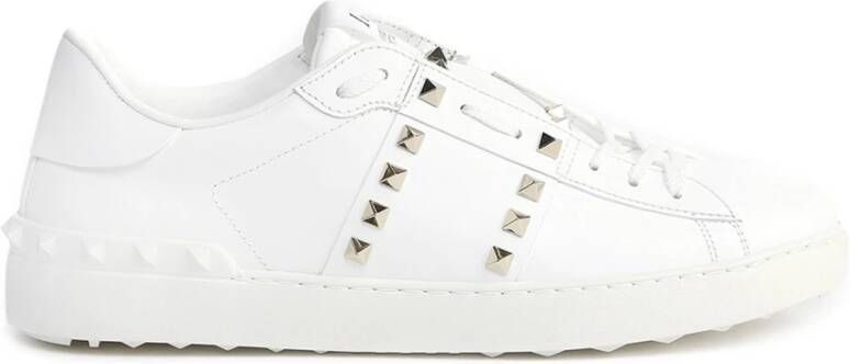 Valentino Garavani Witte Leren Sneakers met Studs Detail White Heren