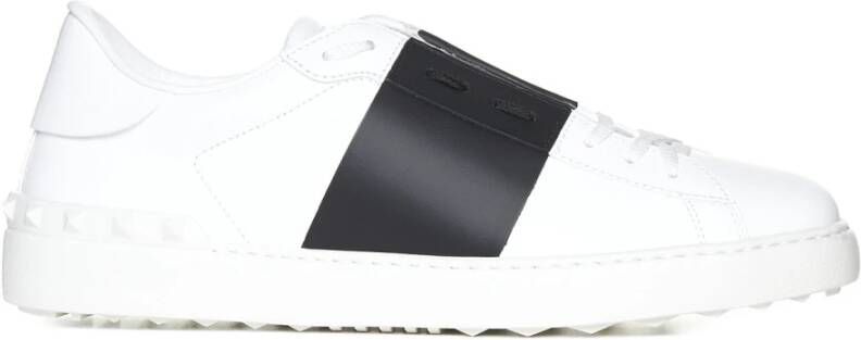 Valentino Garavani Witte Leren Sneakers met Zwarte Band White Heren
