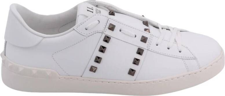 Valentino Garavani Witte Leren Sneakers Veters Rubberen Zool White Heren