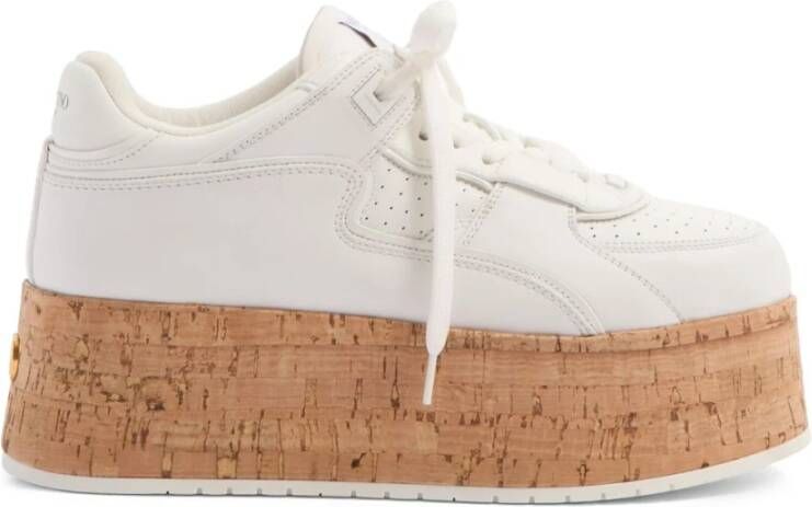 Valentino Garavani Witte Sneakers met Kurken Plateauzool White Dames