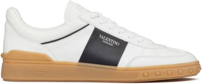 Valentino Garavani Nappa Leren Veterschoen Basket Sneakers White Heren