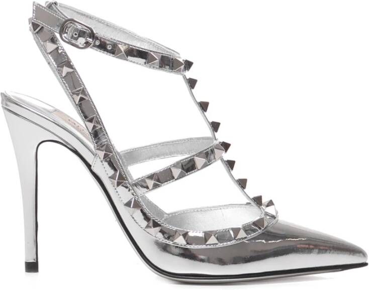 Valentino Garavani Zilveren Rockstud Patent Leren Pumps Gray Dames