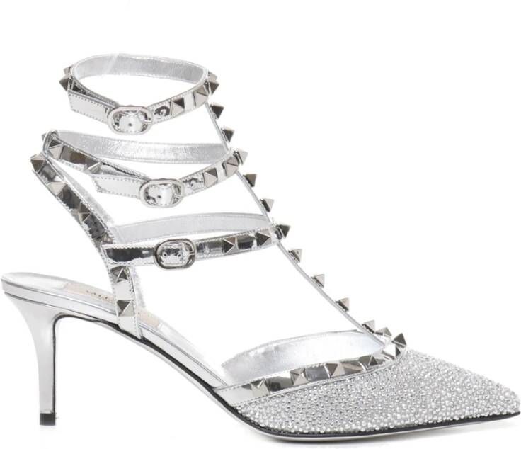 Valentino Garavani Zilveren Stiletto Hakken met Studs Gray Dames