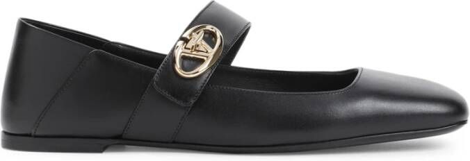 Valentino Garavani Zwarte Ballerinas Elegant Nappa Kalfsleer Black Dames