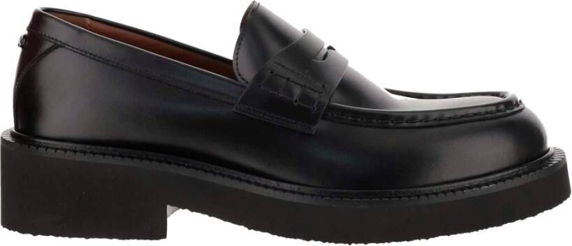 Valentino Garavani Zwarte Kalfsleren Mocassin Rubberen Zool Black Heren