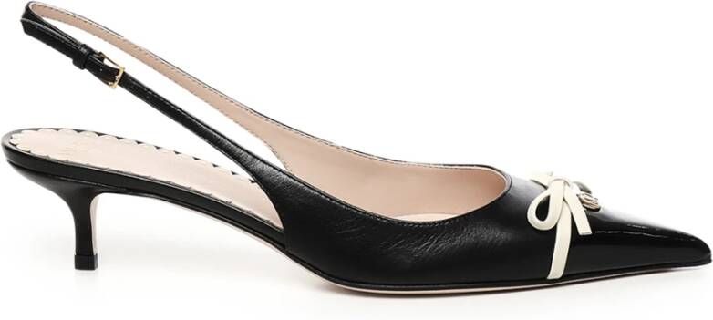 Valentino Garavani Zwarte Lakleren Slingback Strik Hakken Black Dames