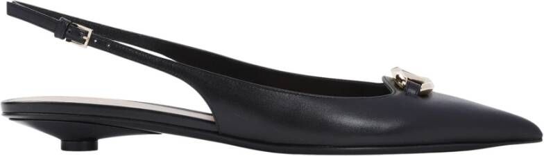 Valentino Garavani Zwarte Leren Ballerina's Elegante Stijl Black Dames