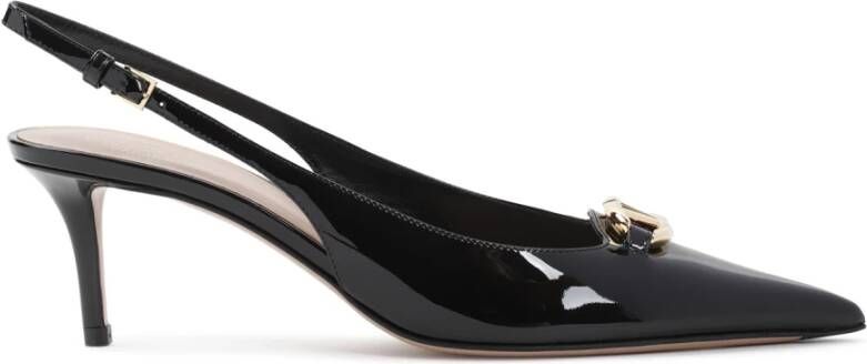 Valentino Garavani Zwarte Leren Pantoffels Elegante Stijl Black Dames