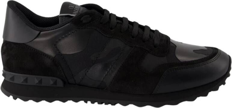 Valentino Garavani Zwarte leren Rockrunner sneakers Black Heren