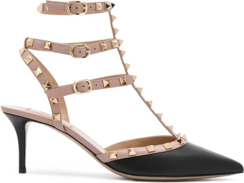 Valentino Garavani Zwarte Leren Rockstud Pumps Black Dames