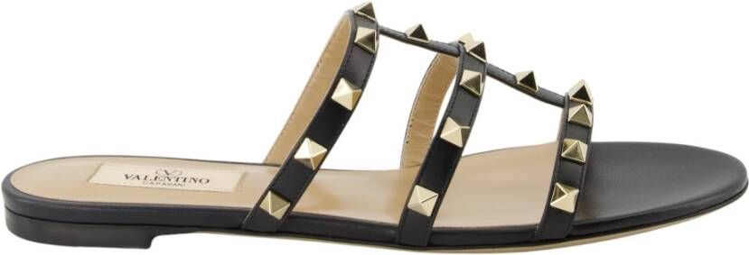 Valentino Garavani Zwarte leren Rockstud sandalen Black Dames