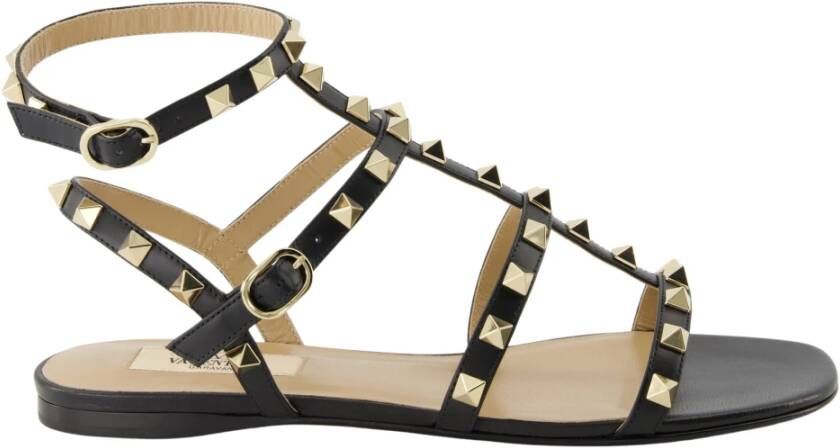 Valentino Garavani Zwarte leren Rockstud sandalen Black Dames