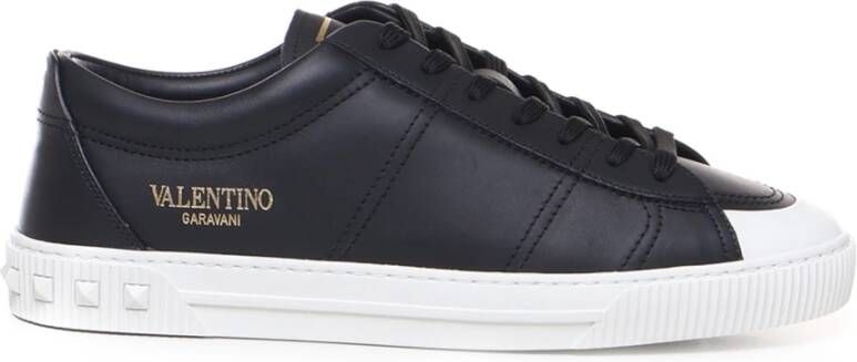 Valentino Garavani Zwarte Sneakers met Logo Biologisch afbreekbare Rubberen Zool Black Heren