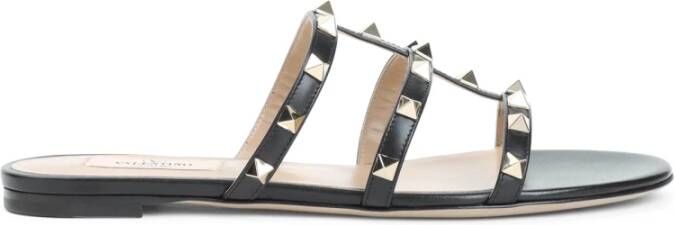 Valentino Garavani Zwarte leren Rockstud sandalen Black Dames