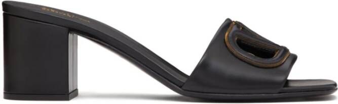 Valentino Garavani Zwarte leren VLogo sandalen Black Dames