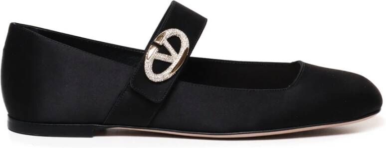 Valentino Garavani Zwarte Mary-Jane ballerina's met VLogo-slot Black Dames