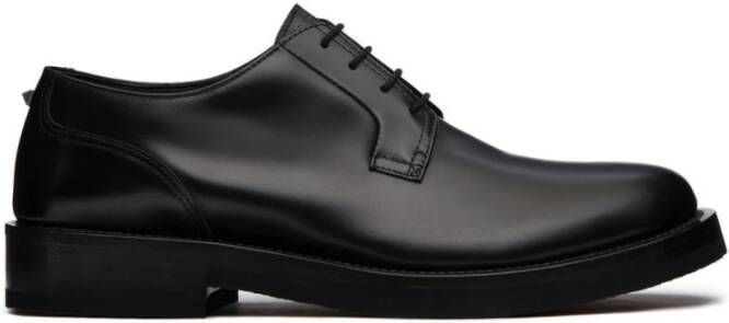 Valentino Garavani Zwarte Romeinse Stud Leren Derby Schoenen Black Heren