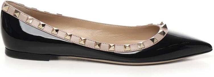 Valentino Garavani Zwarte platte schoenen met Rockstud-detail Black Dames