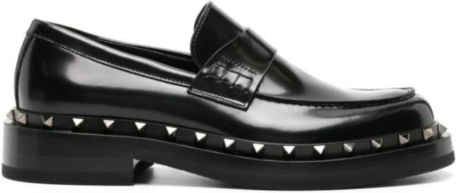 Valentino Garavani Rockstud Mocassins met Ruthenium-Finish Studs Black Heren