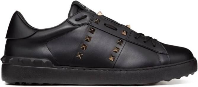 Valentino Garavani Zwarte platte schoenen met veters en Rockstud-versiering Black Heren