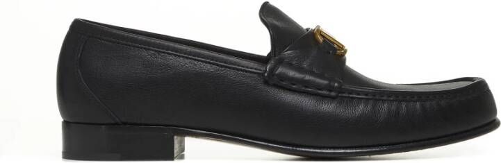 Valentino Garavani Zwarte platte schoenen VLogo Signature loafers Black Heren