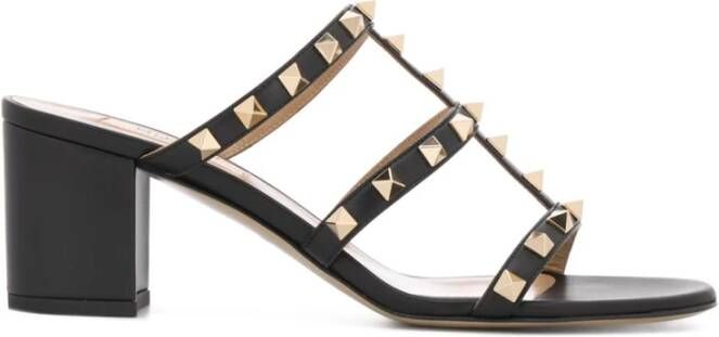 Valentino Garavani Zwarte Rockstud Kooi Sandalen Black Dames