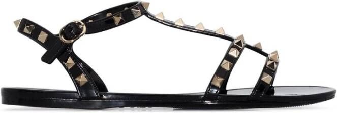 Valentino Garavani Zwarte Rockstud Sandalen met Gesp Sluiting Black Dames