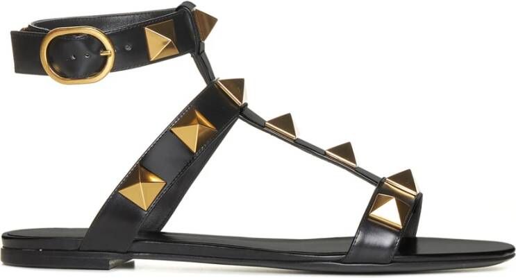 Valentino Garavani Zwarte Romeinse Stud Sandalen Black Dames