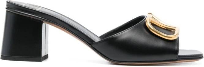 Valentino Garavani Zwarte Sandalen van Kalfsleer met Logo Black Dames