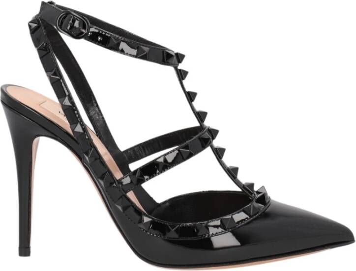 Valentino Garavani Zwarte Slingback van Lakleer met Handtekening Studs Black Dames