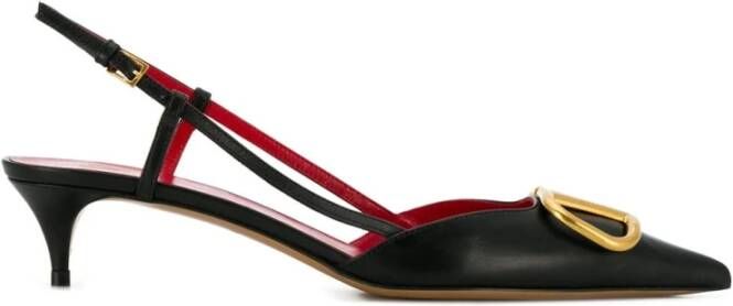 Valentino Garavani Zwarte Vlogo pumps met lage hak Black Dames