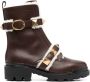 Valentino Goudkleurige Rockstud Enkellaarzen Brown Dames - Thumbnail 1