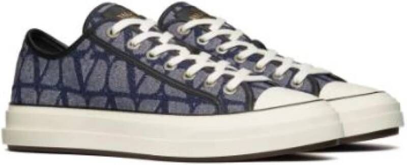 Valentino Iconographe Canvas Sneakers Blue Heren