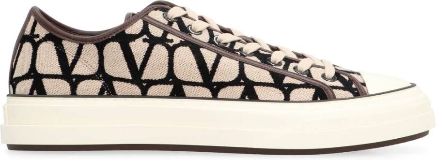 Valentino Iconographe lage sneakers met leren afwerking Beige Heren